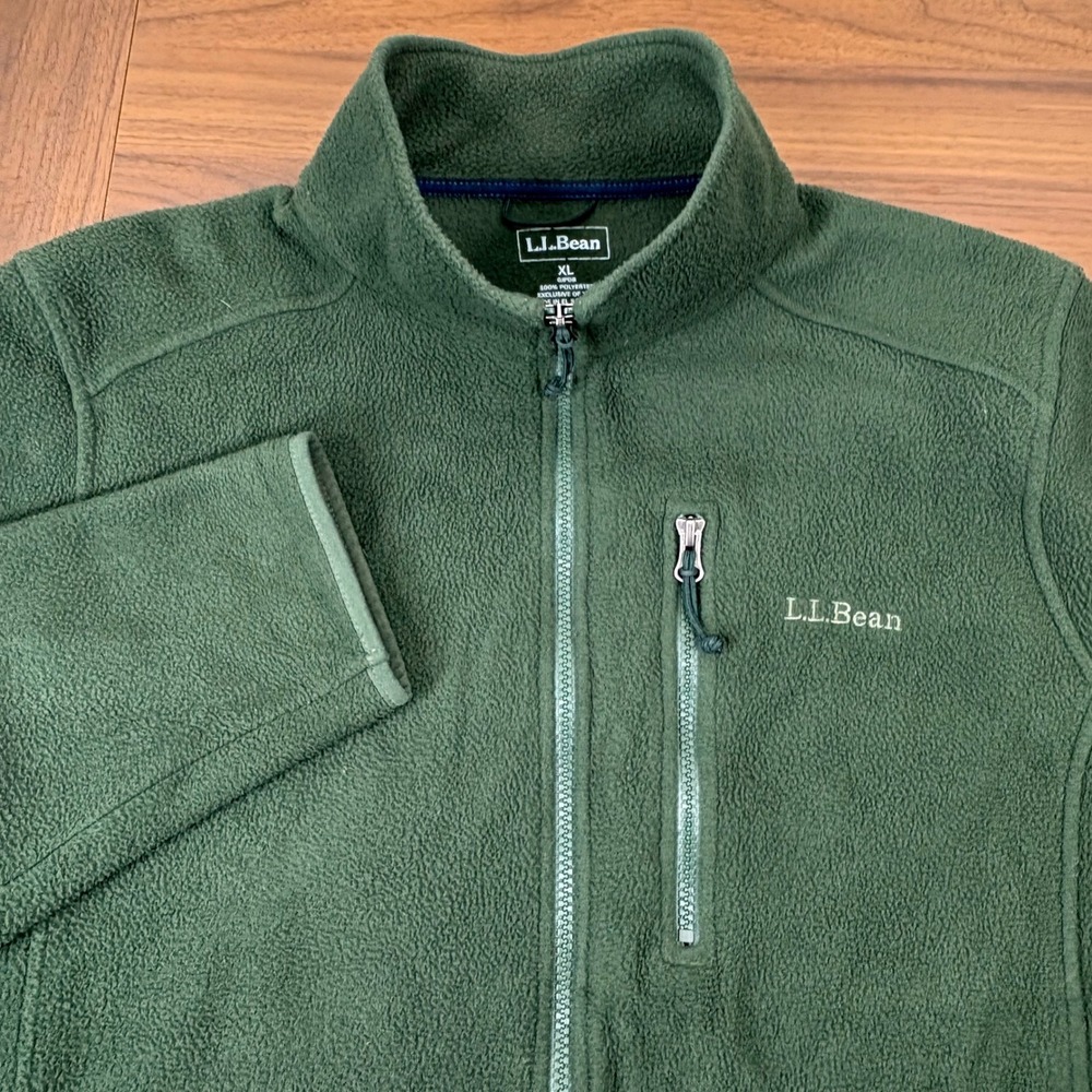 LL Bean Fleece Jacket Mens XL Green Full Zip Polartec Mock Neck Gorpcore